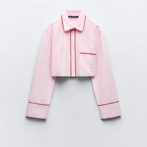 Zara Cropped Piped Poplin shirt